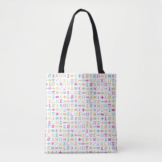 Bolsa Tote Padrão de Sinais e Símbolos Matemáticos Modernos (Frente)