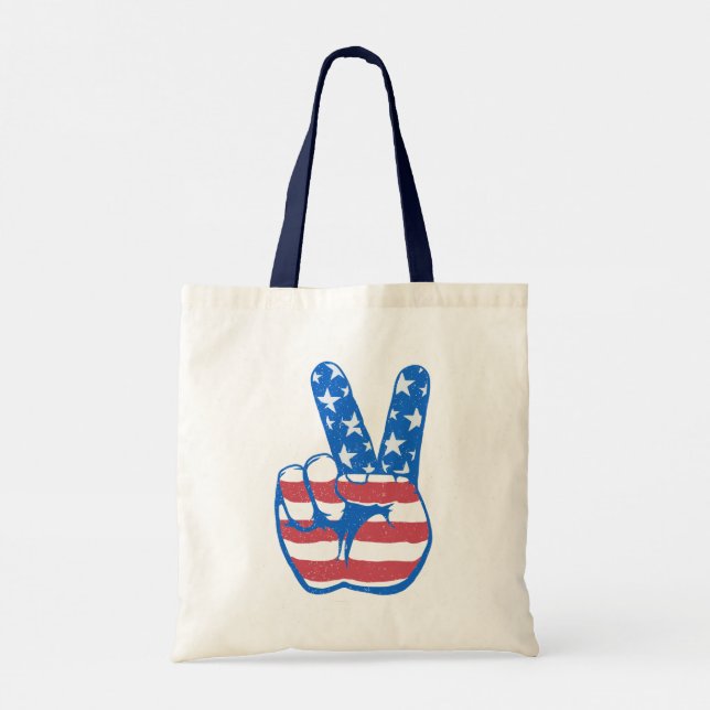 Bolsa Tote Padrão de Sinalizador da Peace American (Verso)