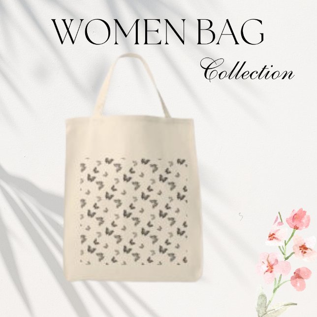 Bolsa Tote Padrão de sobreposição de borboletas simples (Criador carregado)