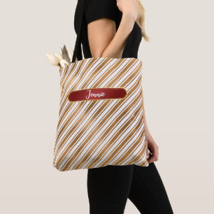 Bolsa Tote Padrão de Sobreposição de Folha de Ouro Monograma 