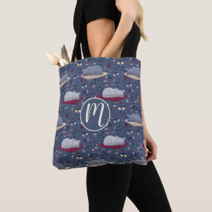 Bolsa Tote Padrão de Sonhos de Gato Sonolento e Bonito