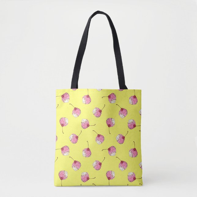 Bolsa Tote Padrão de Sorvete de Cherry Topped (Frente)