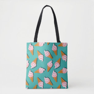 Bolsa Tote Padrão de sorvete de cones de waffle e iogurte con