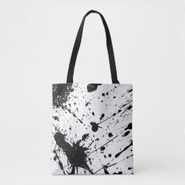 Bolsa Tote Padrão de Splatter de Pintura Preta com Telas
