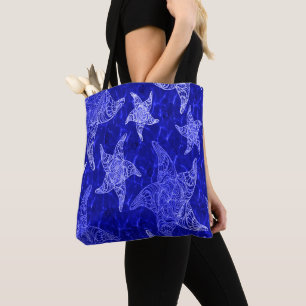 Bolsa Tote Padrão de Starfish Azul