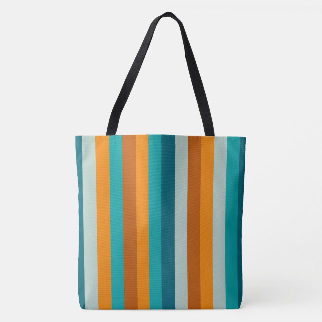 Bolsa Tote Padrão de Strike Cheerful Aqua e Orange (Frente)