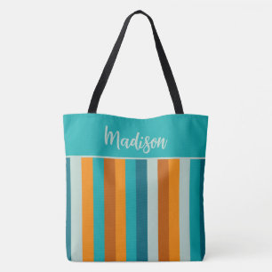 Bolsa Tote Padrão de Strike Cheerful Aqua Orange Personalizad