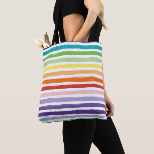 Bolsa Tote Padrão de Stripe do Arco-Íris