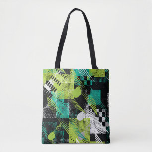 Bolsa Tote Padrão de stripes de pontos geométricos de abstrat