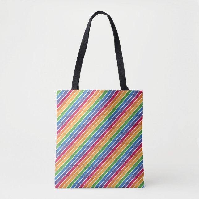 Bolsa Tote Padrão de Stripes do Arco-Íris (Frente)
