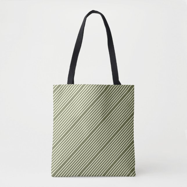 Bolsa Tote Padrão de striptease dois tons verde-creme (Frente)