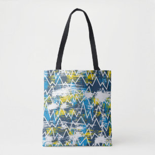 Bolsa Tote Padrão de sucesso étnico. Padrão Zigzag. Senti