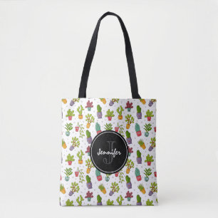 Bolsa Tote Padrão de Sucultivos Naturais de Cactus Cute