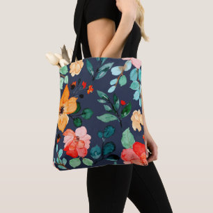 Bolsa Tote Padrão de Superfície Floral - Decoração de Moda Pr