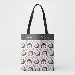 Bolsa Tote Padrão de Sushi de Cartoon Bonito