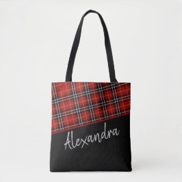 Bolsa Tote Padrão de Tartan Escocês Vermelho Personalizado