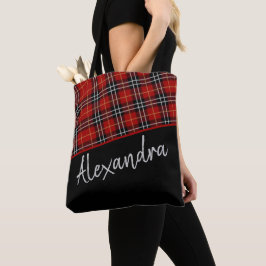 Bolsa Tote Padrão de Tartan Escocês Vermelho Personalizado