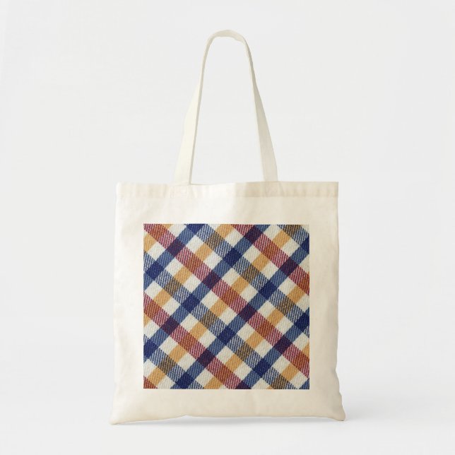 Bolsa Tote Padrão de Tartan multicolorido (Frente)