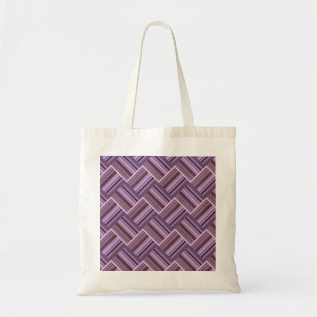 Bolsa Tote Padrão de tecelagem diagonal das faixas de Mauve (Frente)