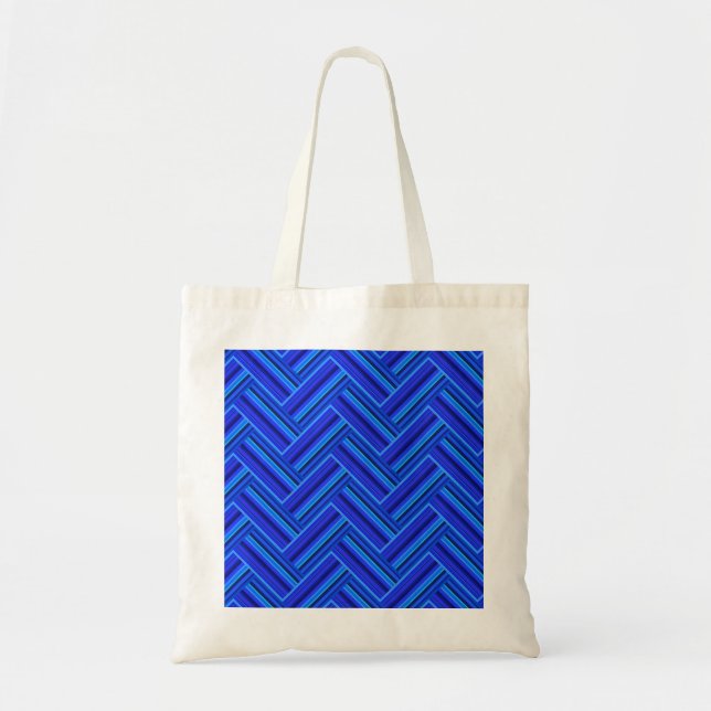 Bolsa Tote Padrão de tecelagem dupla de tiras azuis (Frente)