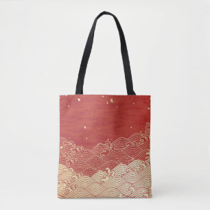 Bolsa Tote Padrão de Textura de Papel Wave do ouro