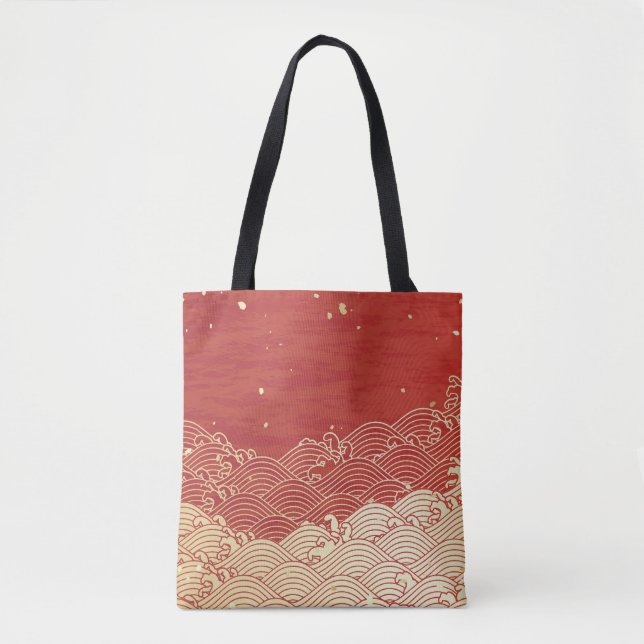 Bolsa Tote Padrão de Textura de Papel Wave do ouro (Frente)