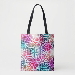 Bolsa Tote Padrão de Textura de Pele Cobra colorida.