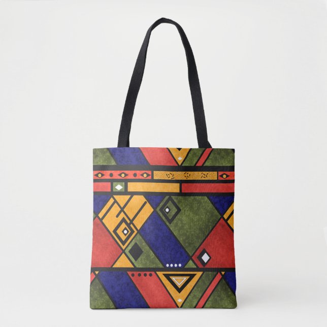 Bolsa Tote Padrão de textura tradicional de etno africano sem (Frente)