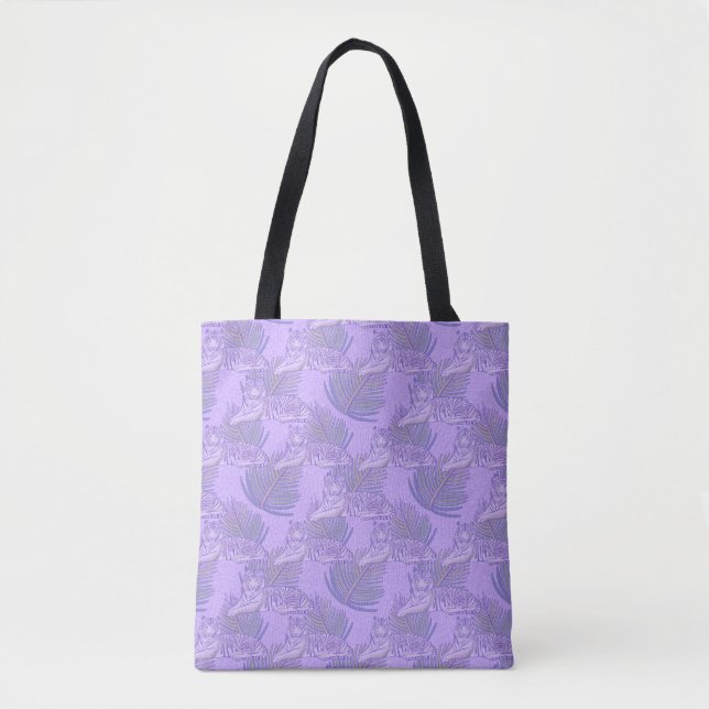 Bolsa Tote Padrão de Tigre Roxo  (Frente)