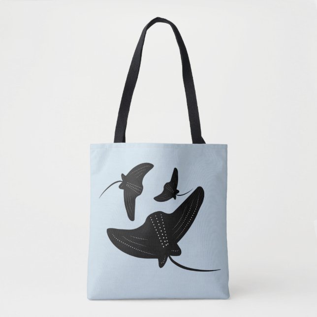 Bolsa Tote Padrão de Tinta da Raia Preta (Frente)