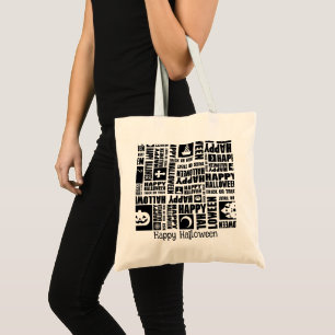Bolsa Tote Padrão de Tipografia Legal do Dia das Bruxas