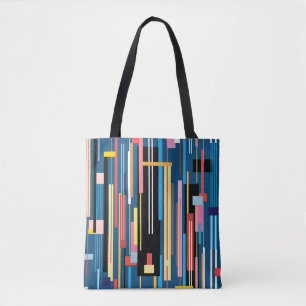 Bolsa Tote padrão de tiras de abstrato multicoloração bril