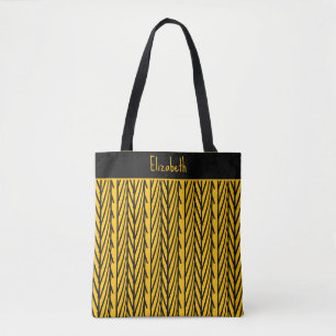 Bolsa Tote Padrão de Trendy, Laranja Moderno e Preto