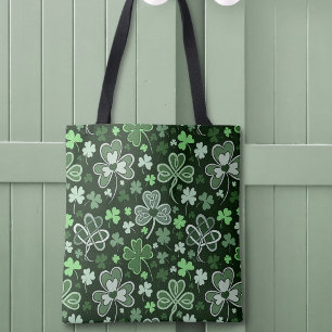 Bolsa Tote Padrão de Trevo Celta Verde Corações Irlandeses