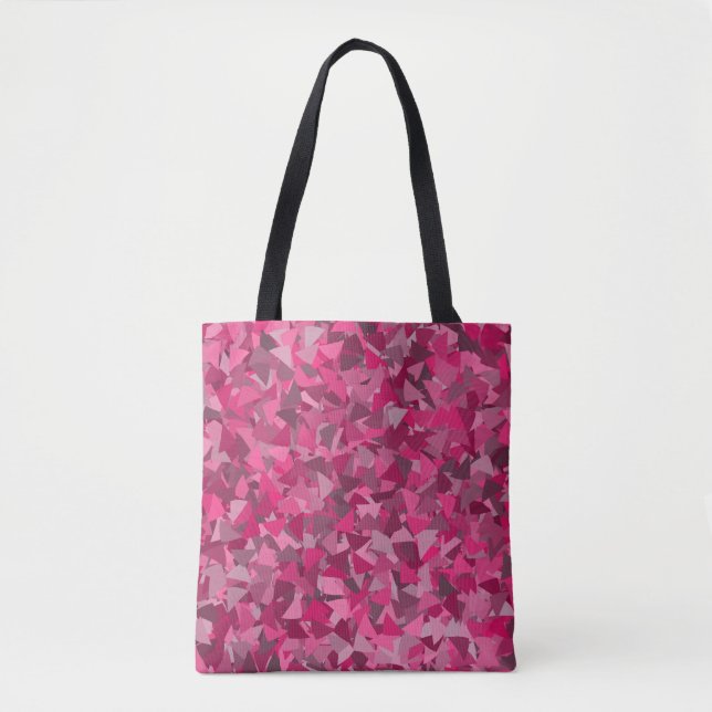 Bolsa Tote Padrão de Triângulo Cinza Rosa (Frente)