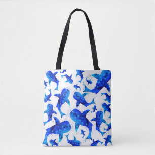 Bolsa Tote Padrão de tubarão de baleia azul