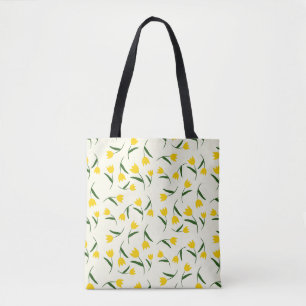 Bolsa Tote Padrão de Tulipa Amarela
