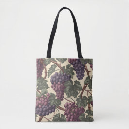 Bolsa Tote Padrão de Uvas em Til