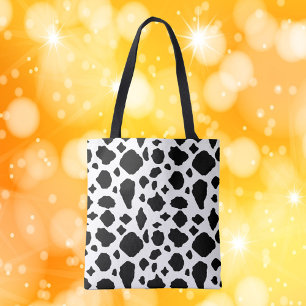 Bolsa Tote Padrão de Vaca Preto e Branco
