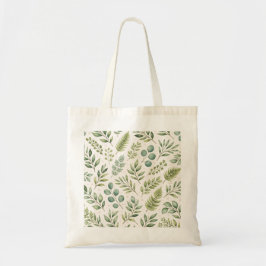 Bolsa Tote Padrão de Vegetação em Aquarela | Folhas Botânicas