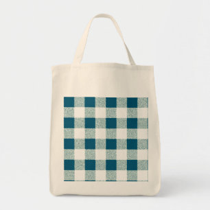 Bolsa Tote Padrão de Verificação de Gingham Verde Azul