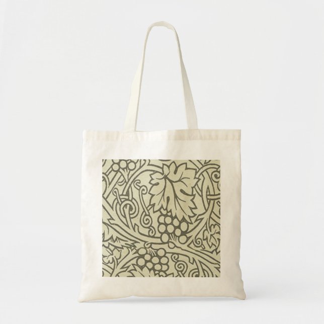 Bolsa Tote Padrão de videira verde cinza de William Morris (Frente)