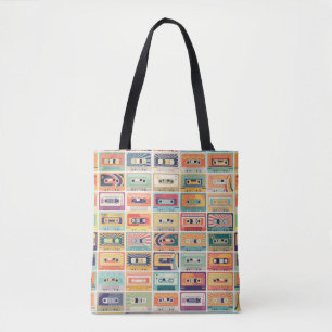 Bolsa Tote Padrão de Vintage das fitas cassete retrô.