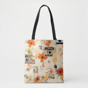 Bolsa Tote Padrão de Vintage Floral & Camera (5)