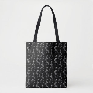 Bolsa Tote Padrão de Violino - Preto e Branco