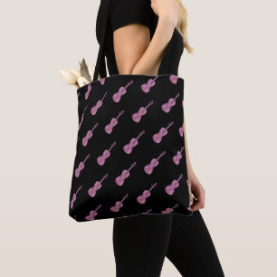 Bolsa Tote Padrão de Violino - Rosa e Preto