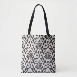 Bolsa Tote Padrão de wallpaper damask preto
