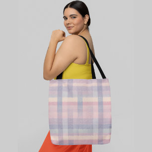 Bolsa Tote padrão de xadrez de cor pastel