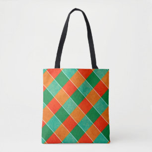Bolsa Tote Padrão de xadrez de tartã vermelha e verde