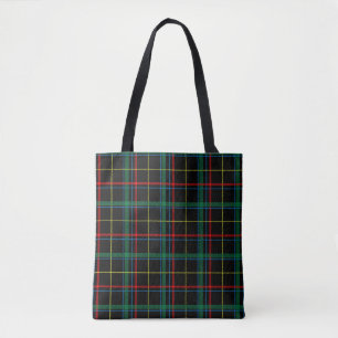 Bolsa Tote Padrão de xadrez de Tartan, verde e vermelho,